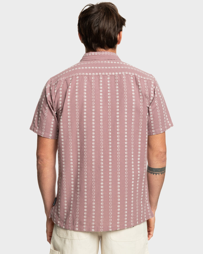 Mens Lunar Phases Casual Short Sleeve Shirt