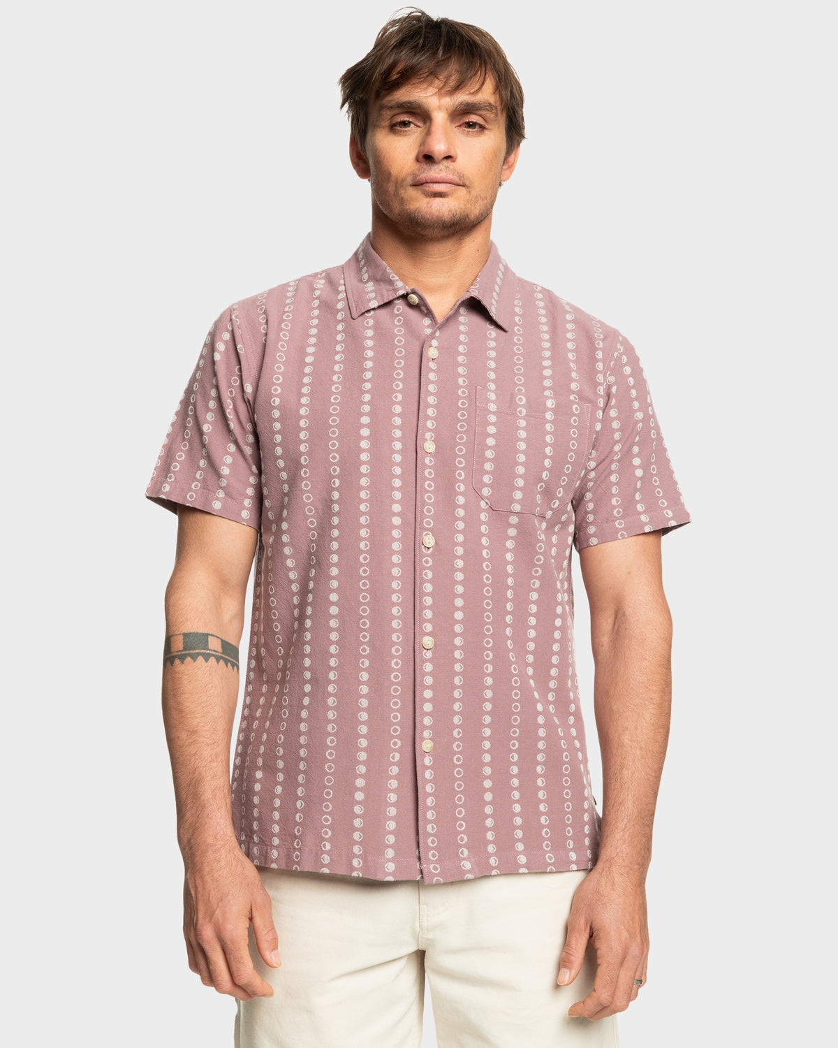 Mens Lunar Phases Casual Short Sleeve Shirt