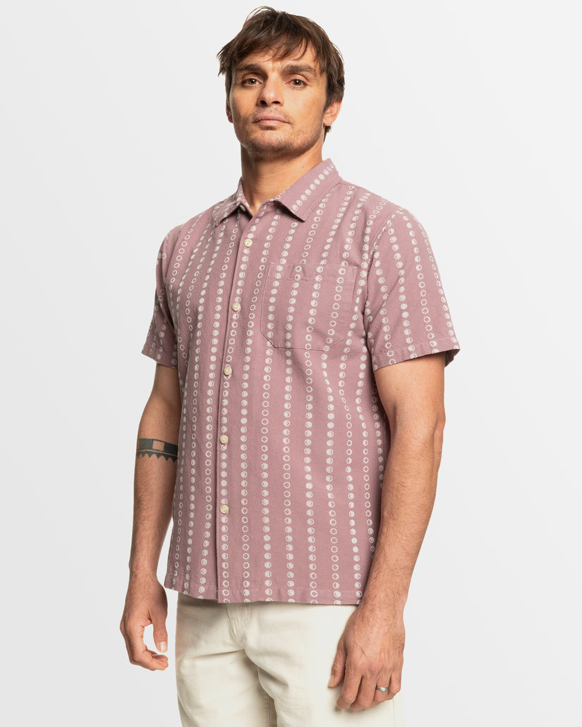 Mens Lunar Phases Casual Short Sleeve Shirt