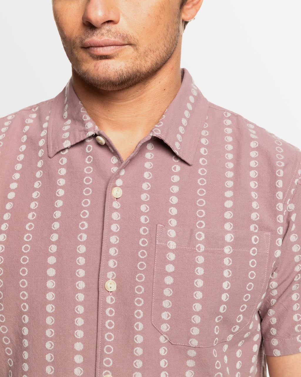 Mens Lunar Phases Casual Short Sleeve Shirt