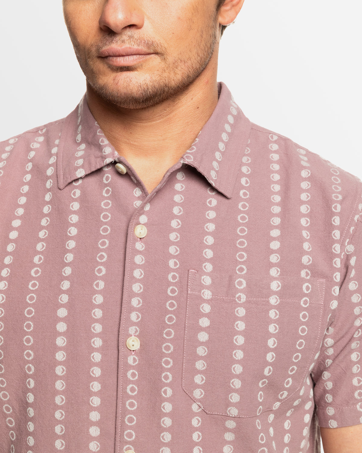 Mens Lunar Phases Casual Short Sleeve Shirt