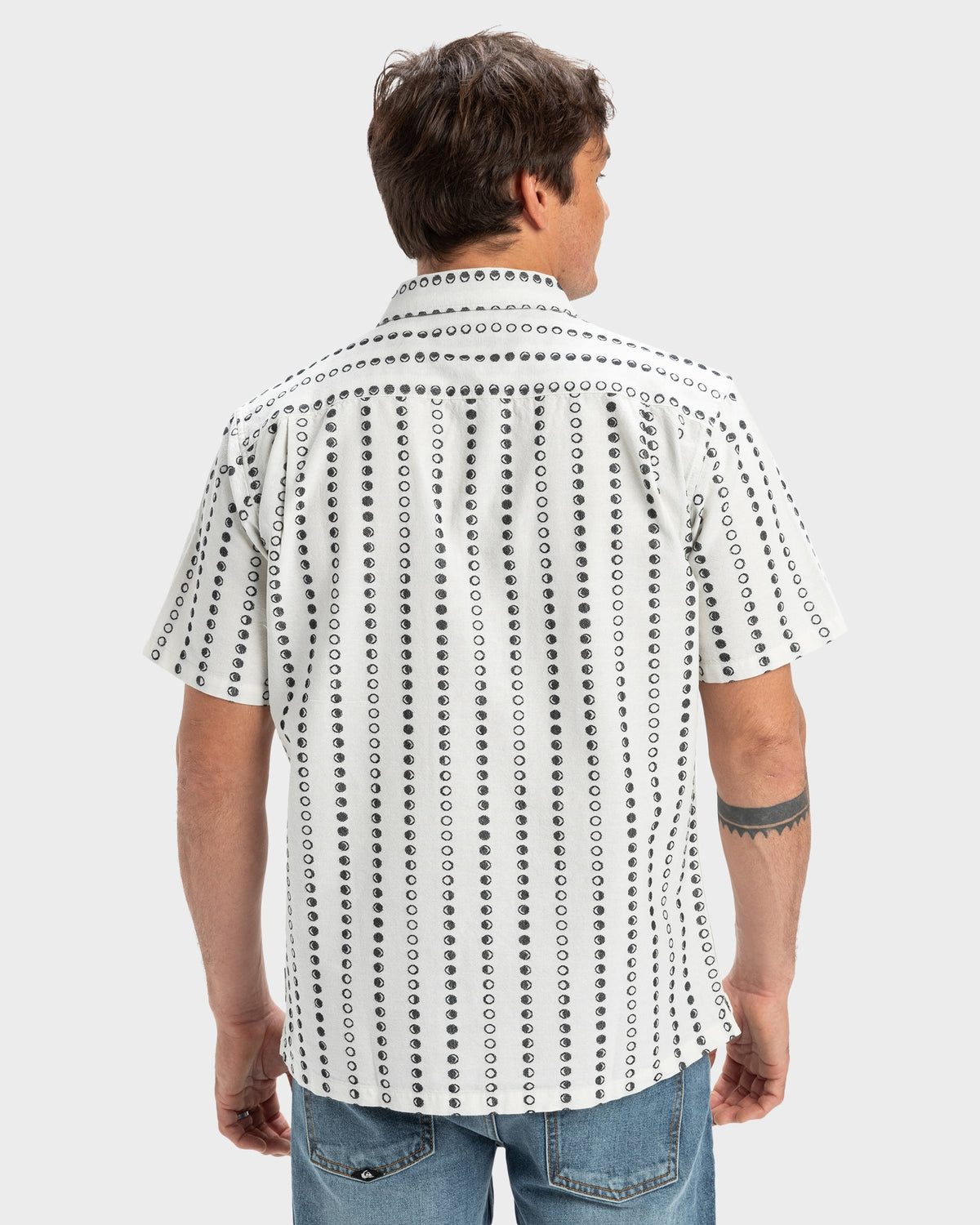 Mens Lunar Phases Casual Short Sleeve Shirt