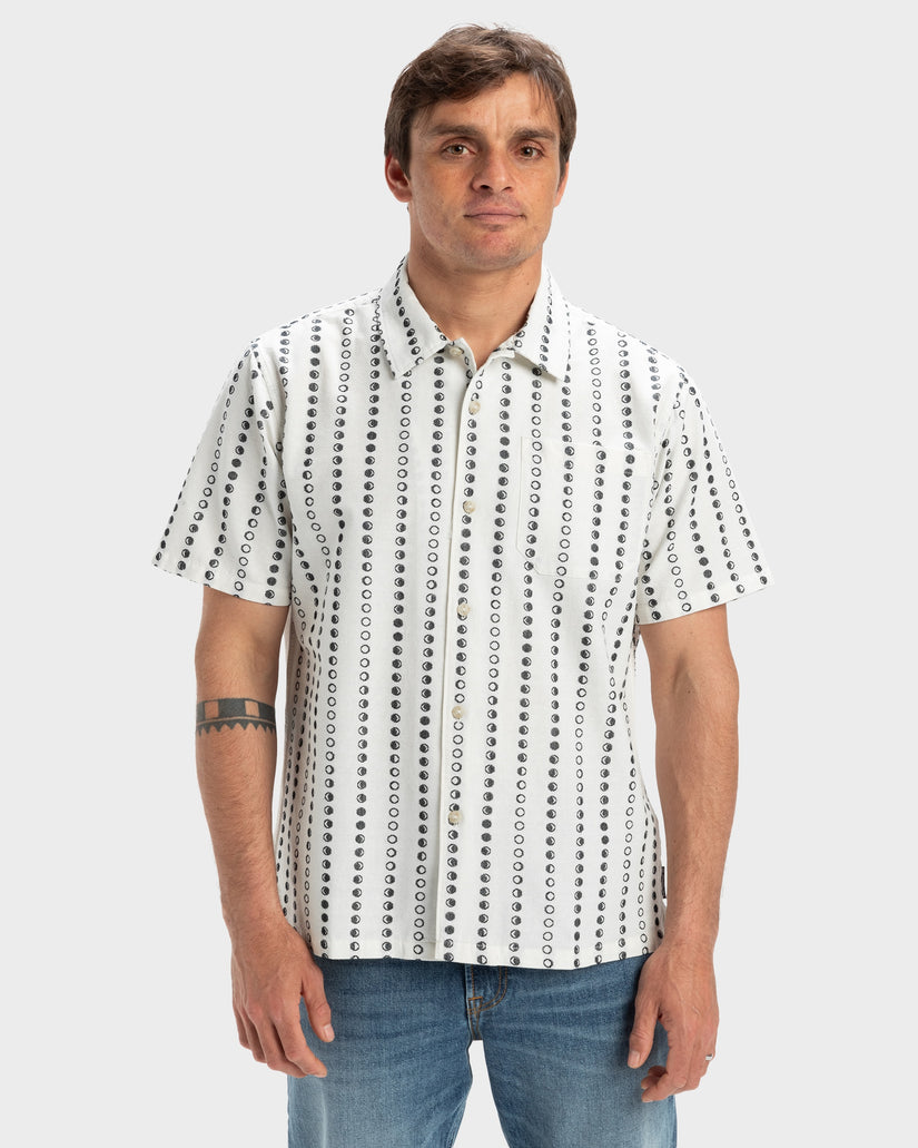 Mens Lunar Phases Casual Short Sleeve Shirt