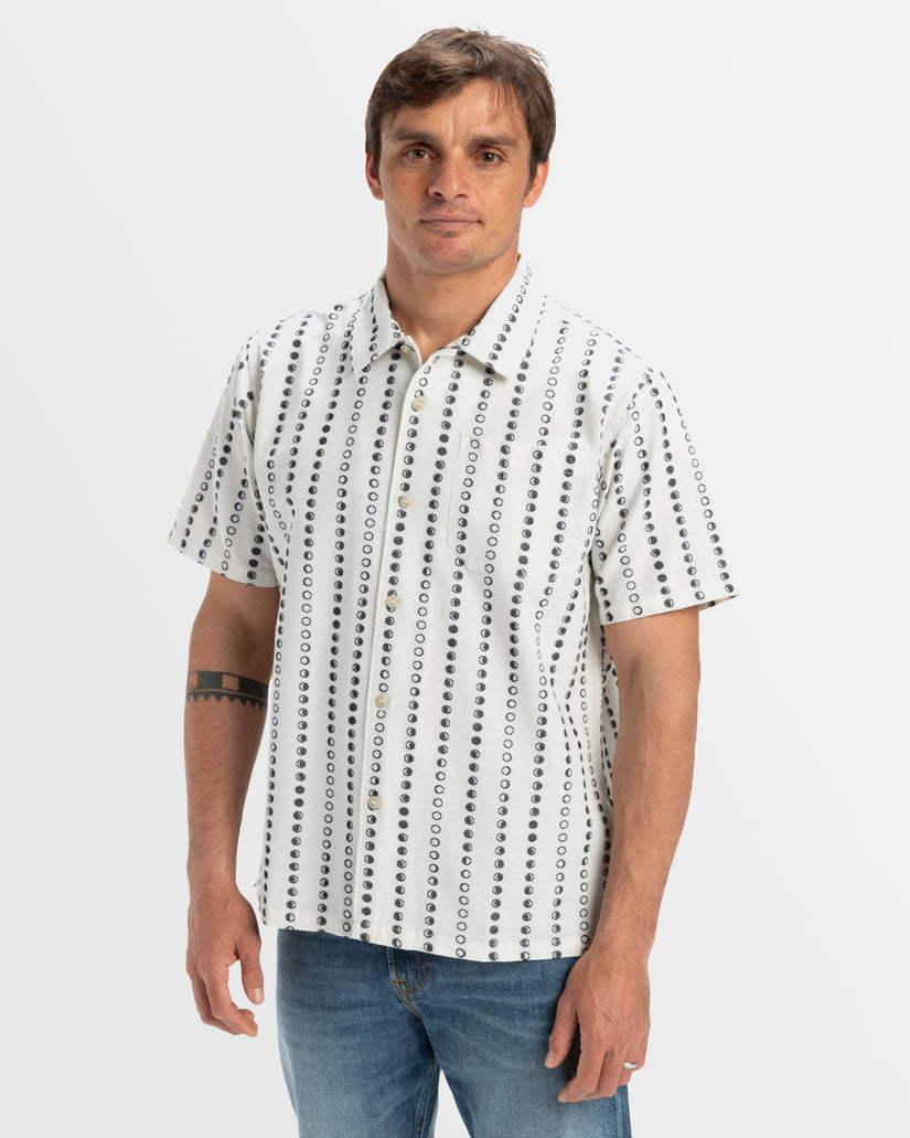 Mens Lunar Phases Casual Short Sleeve Shirt