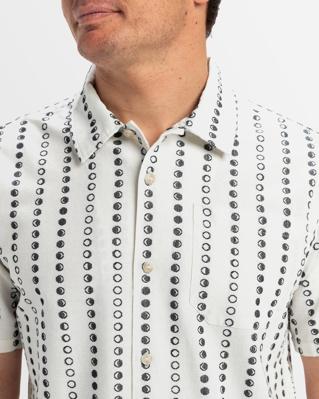 Mens Lunar Phases Casual Short Sleeve Shirt
