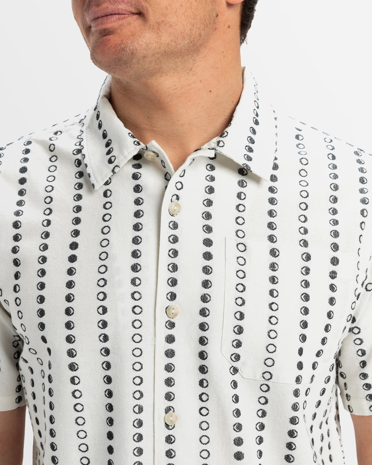 Mens Lunar Phases Casual Short Sleeve Shirt