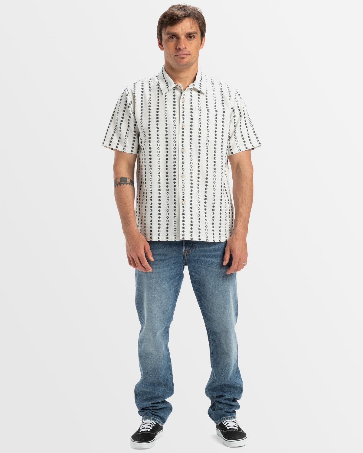 Mens Lunar Phases Casual Short Sleeve Shirt