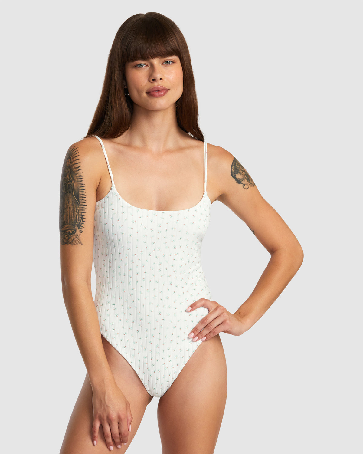 Womens Pointe Wide Rib Med French One Piece Swimsuit