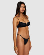 Solid Shirred V-Wire Bralette Bikini Top