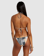 Womens Patchwork Slide Tie Medium Bikini Bottom