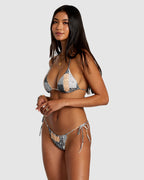 Womens Patchwork Slide Tie Medium Bikini Bottom