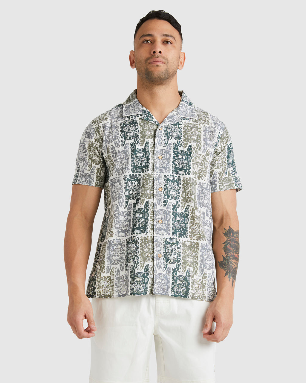 Mens Oblow Tapa Top Short Sleeve Shirt
