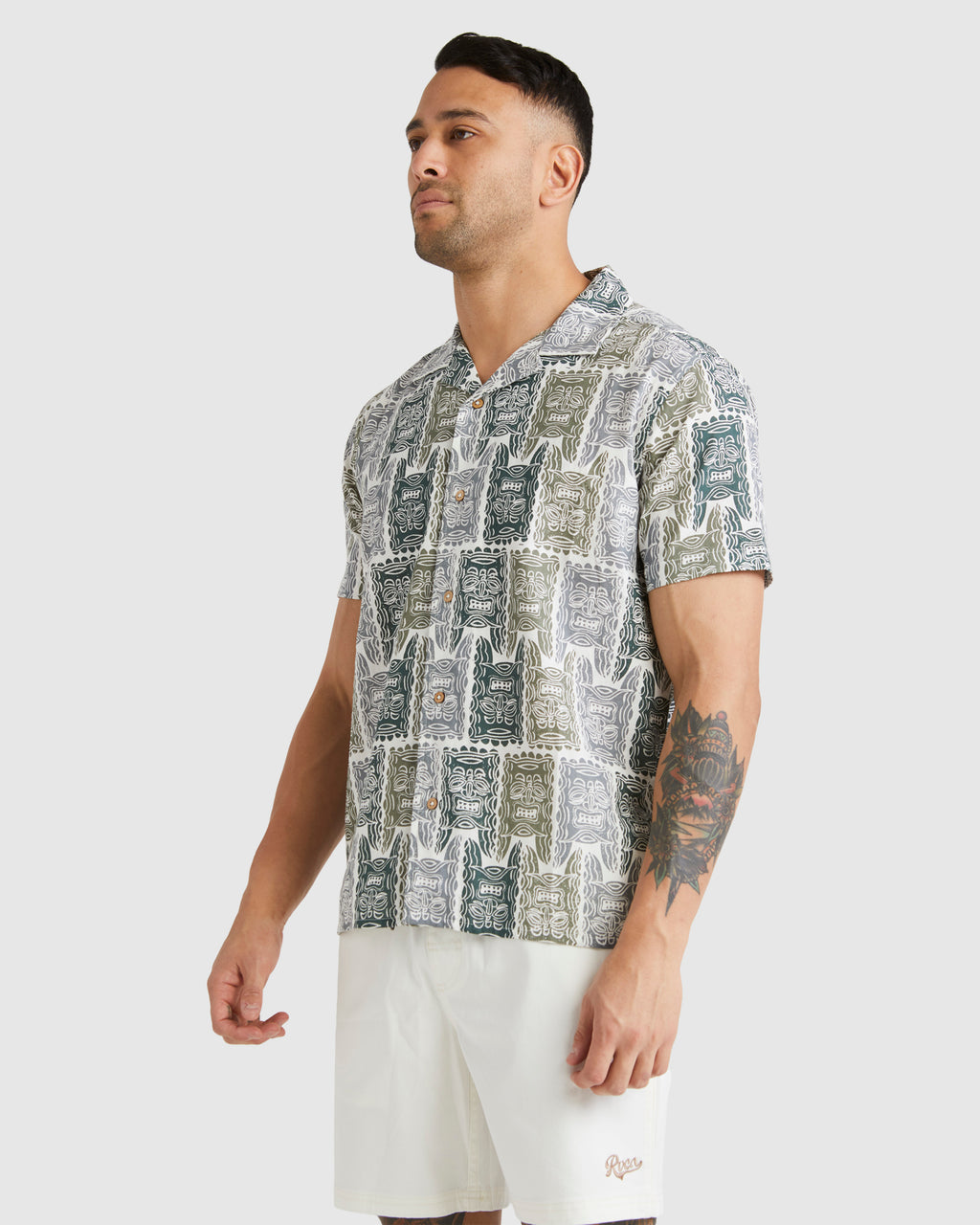 Mens Oblow Tapa Top Short Sleeve Shirt