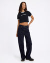 Womens Stoned BF High Rise Denim Jeans