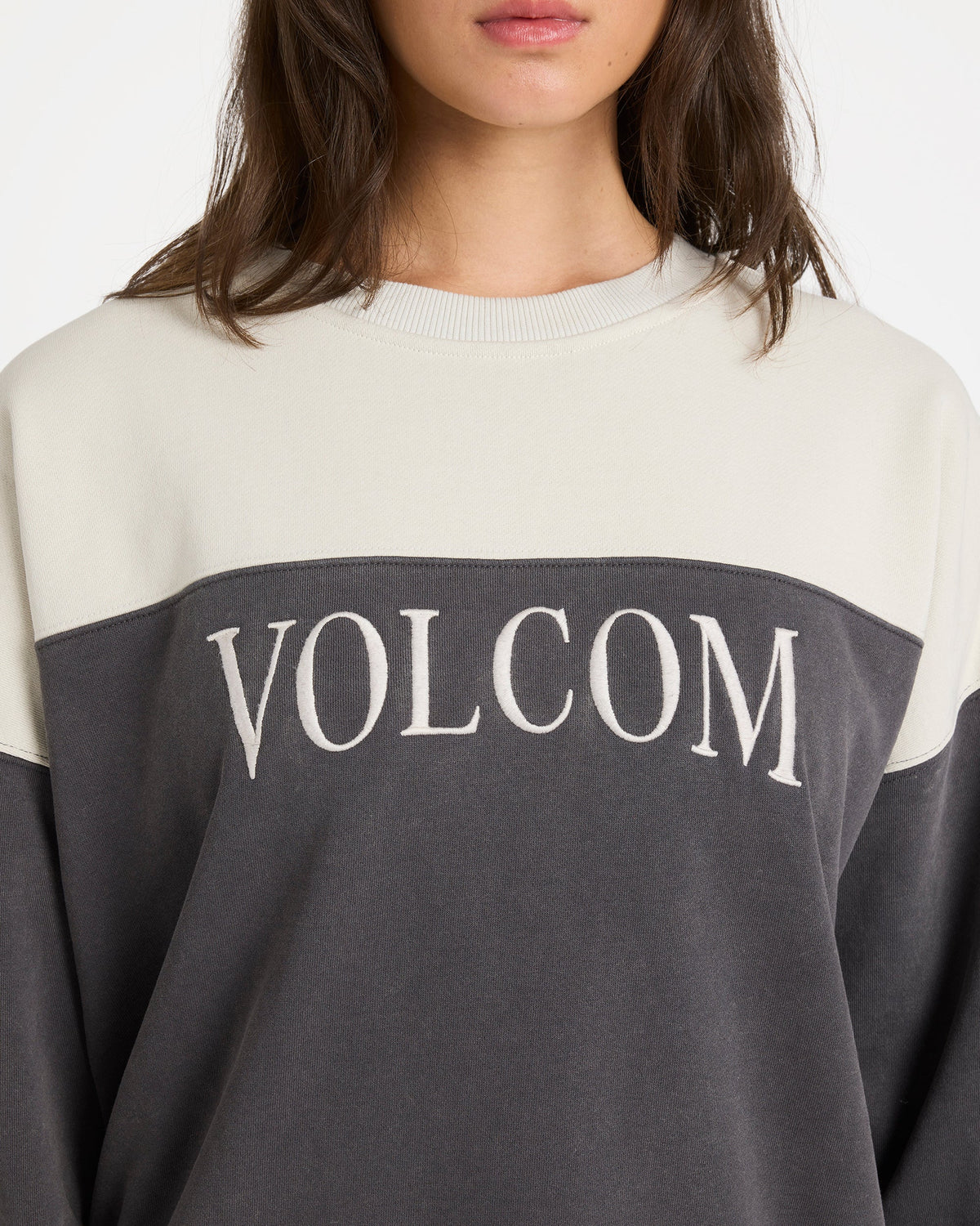 Womens Stone Blocked Crew Neck