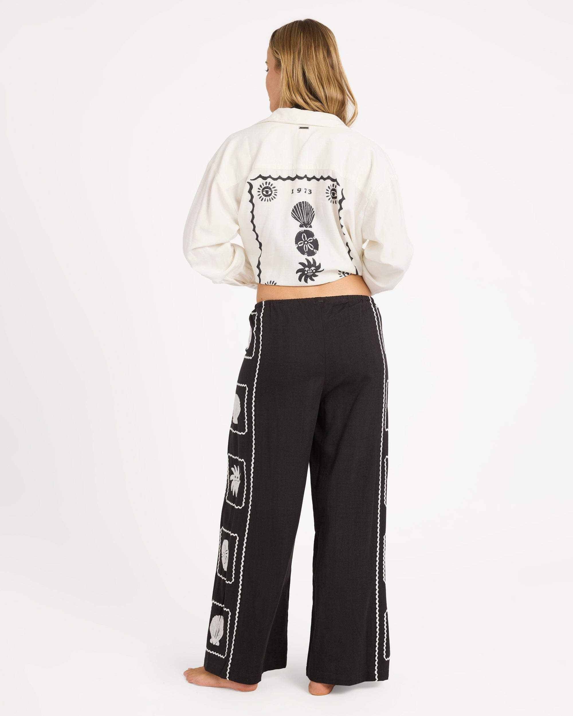 Womens Sea Side Dreamer Elastic Waist Pants