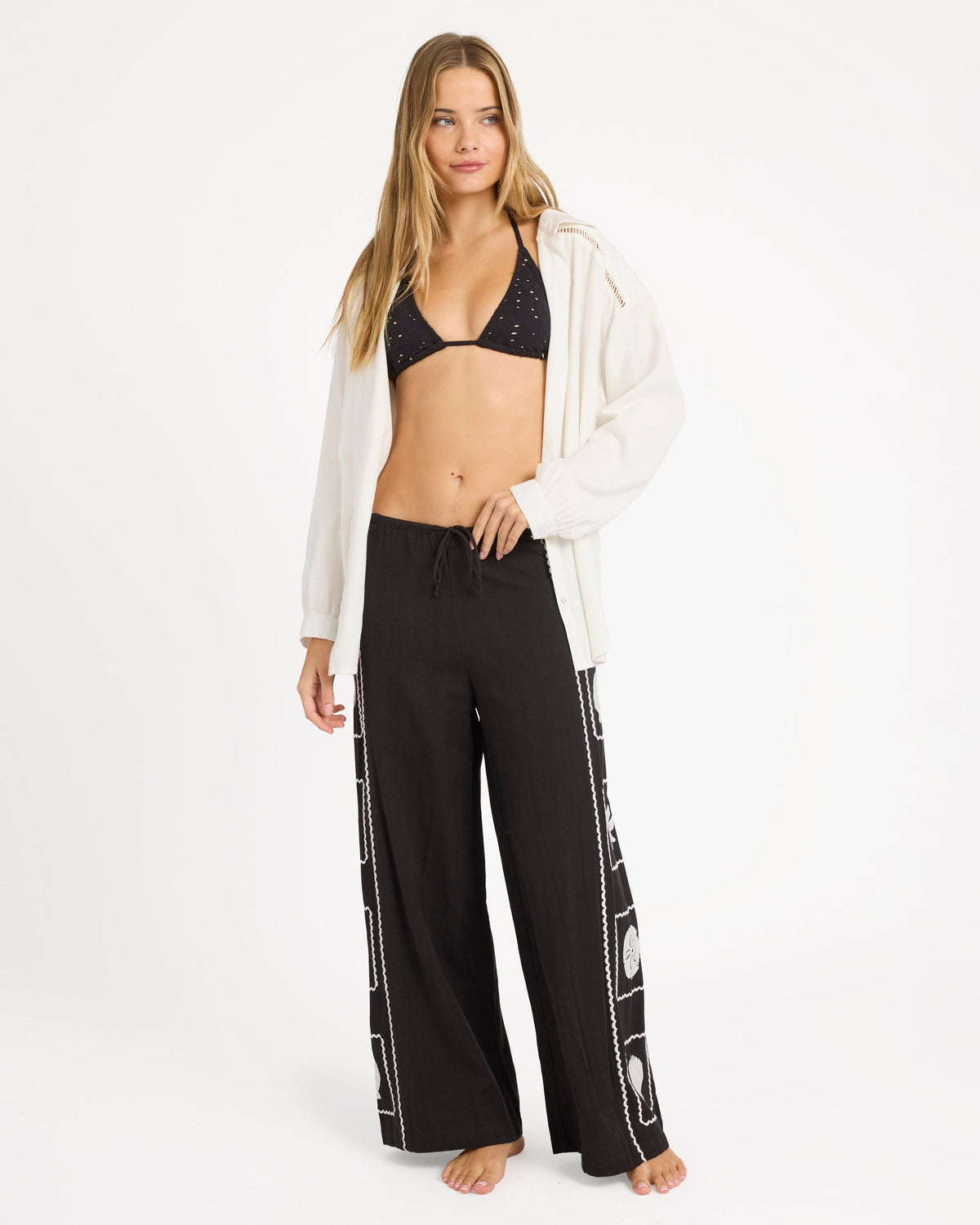 Womens Sea Side Dreamer Elastic Waist Pants