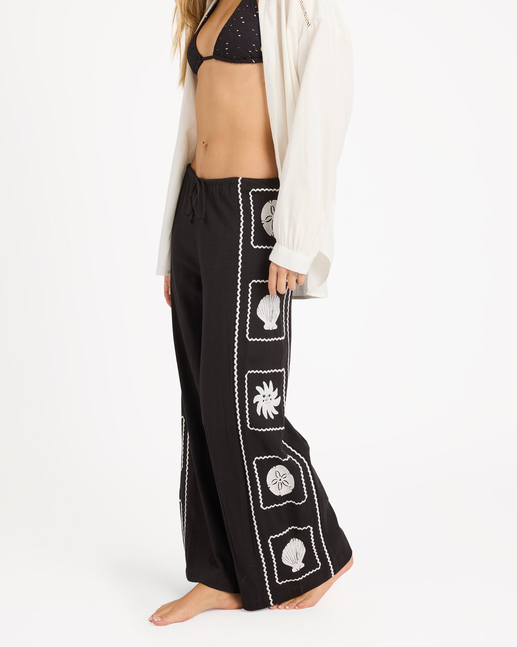 Womens Sea Side Dreamer Elastic Waist Pants