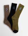 Mens Full Stone Mix Sock 3 Pack Crew Socks