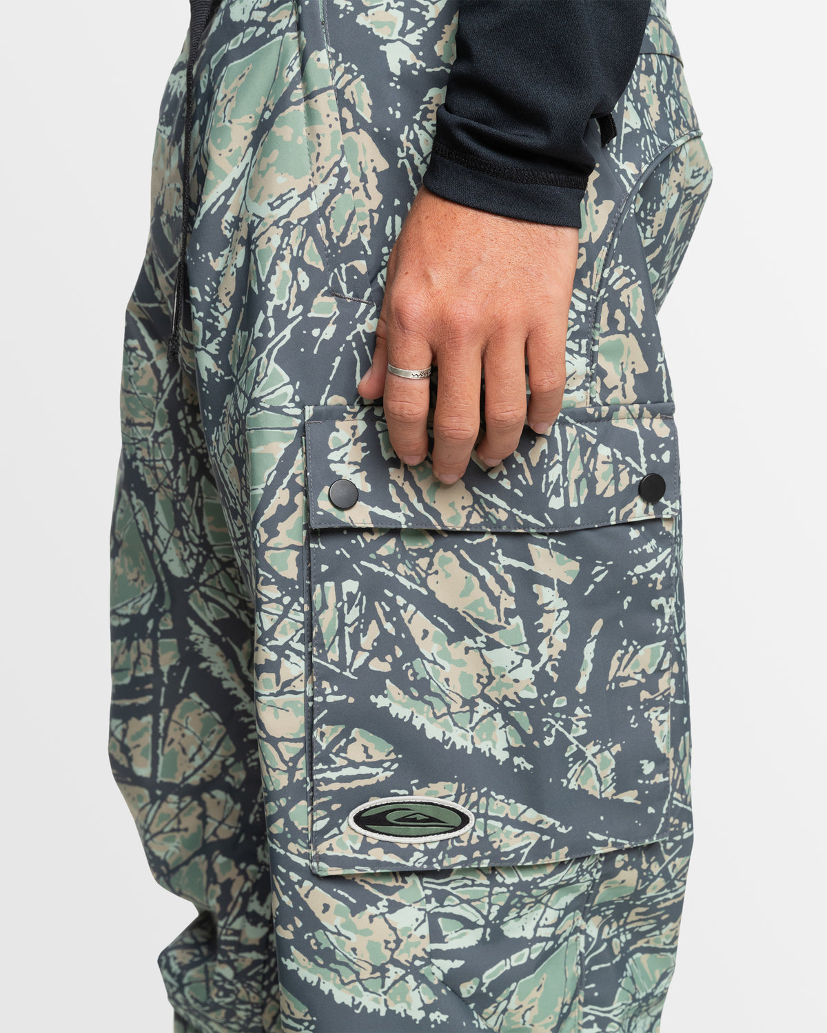 Quiksilver Mens Snow Down Snow Pants - WOODLAND ABSTRACT SEA SPRAY