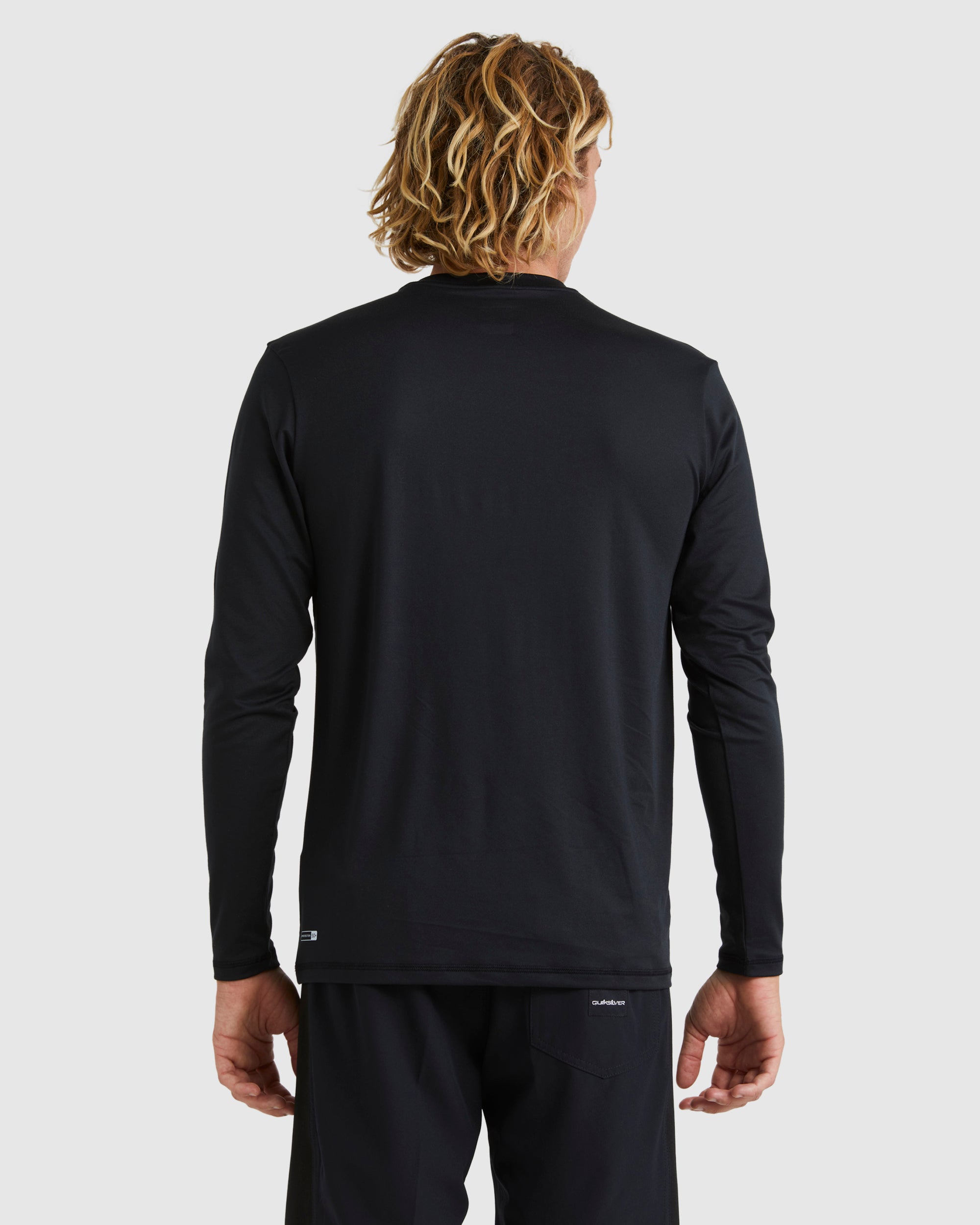 Mens Solid Streak Long Sleeve Upf 50 Surf T-Shirt BLACK XS - Main Image