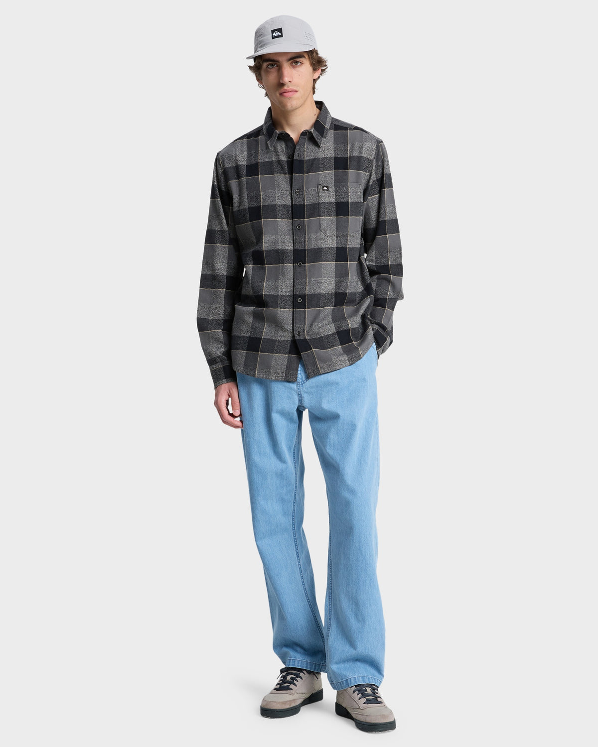 Mens Motherfly Plaid Long Sleeve Shirt
