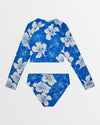 Girls 8-16 Hippy Hibiscus Crop Lycra Set Surf Shirt