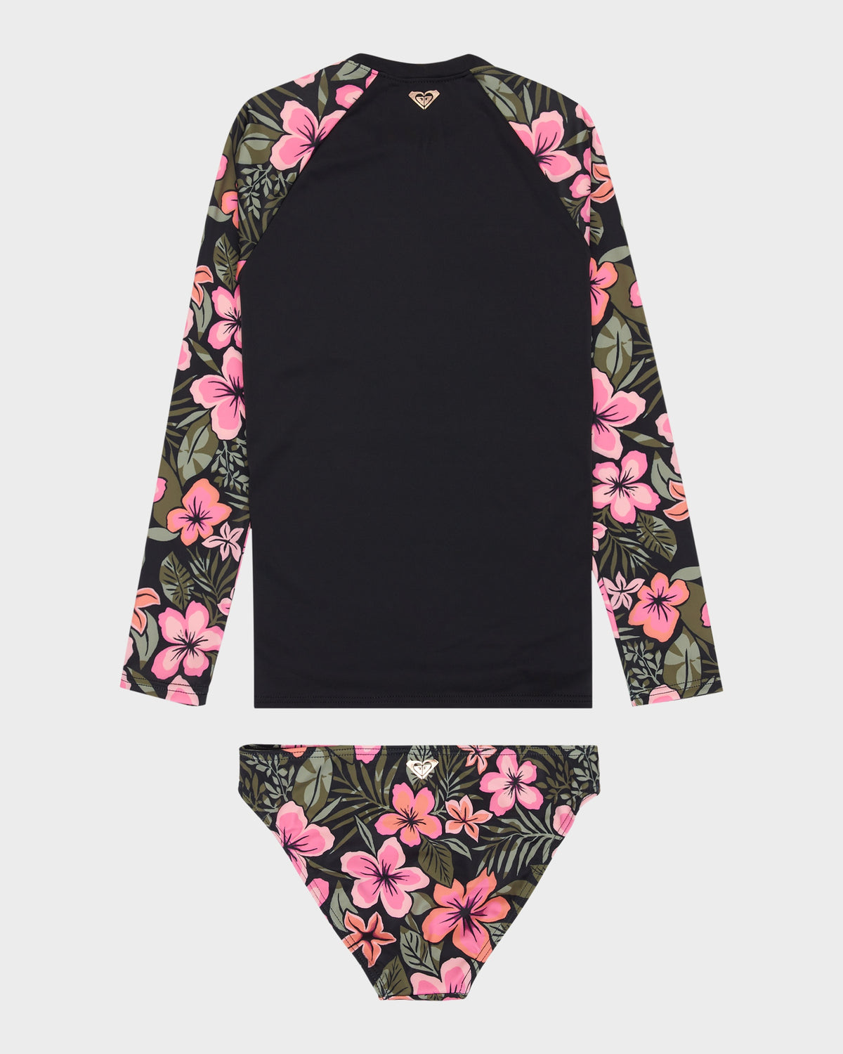 Girls 6-16 Active Floral Long Sleeve Onesie Rash Vest