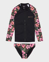 Girls 8-16 Active Floral Long Sleeve Onesie Rash Vest
