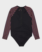 Girls 6-16 Active Floral Long Sleeve Onesie Rash Vest