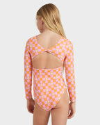 Girls 8-16 Flowe Check One Piece Rash Vest