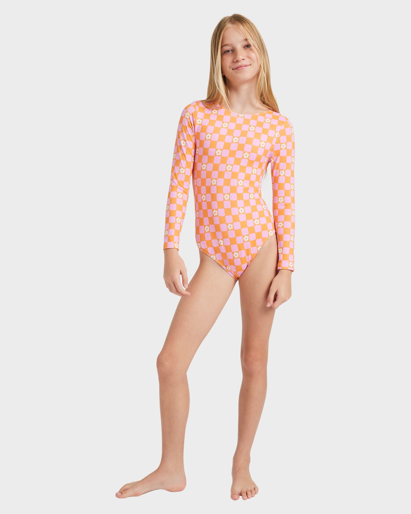 Girls 8-16 Flowe Check One Piece Rash Vest