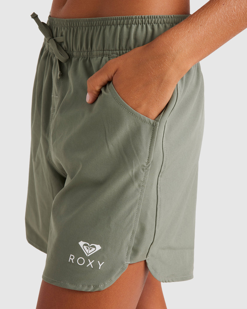 Roxy Wave 9 Short Da Donna - Pantaloncini Da Spiaggia In Tessuto Elasticizzato 4-Way