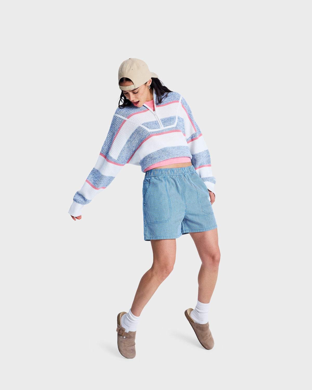 Womens Stay Wavy Mid Denim Shorts
