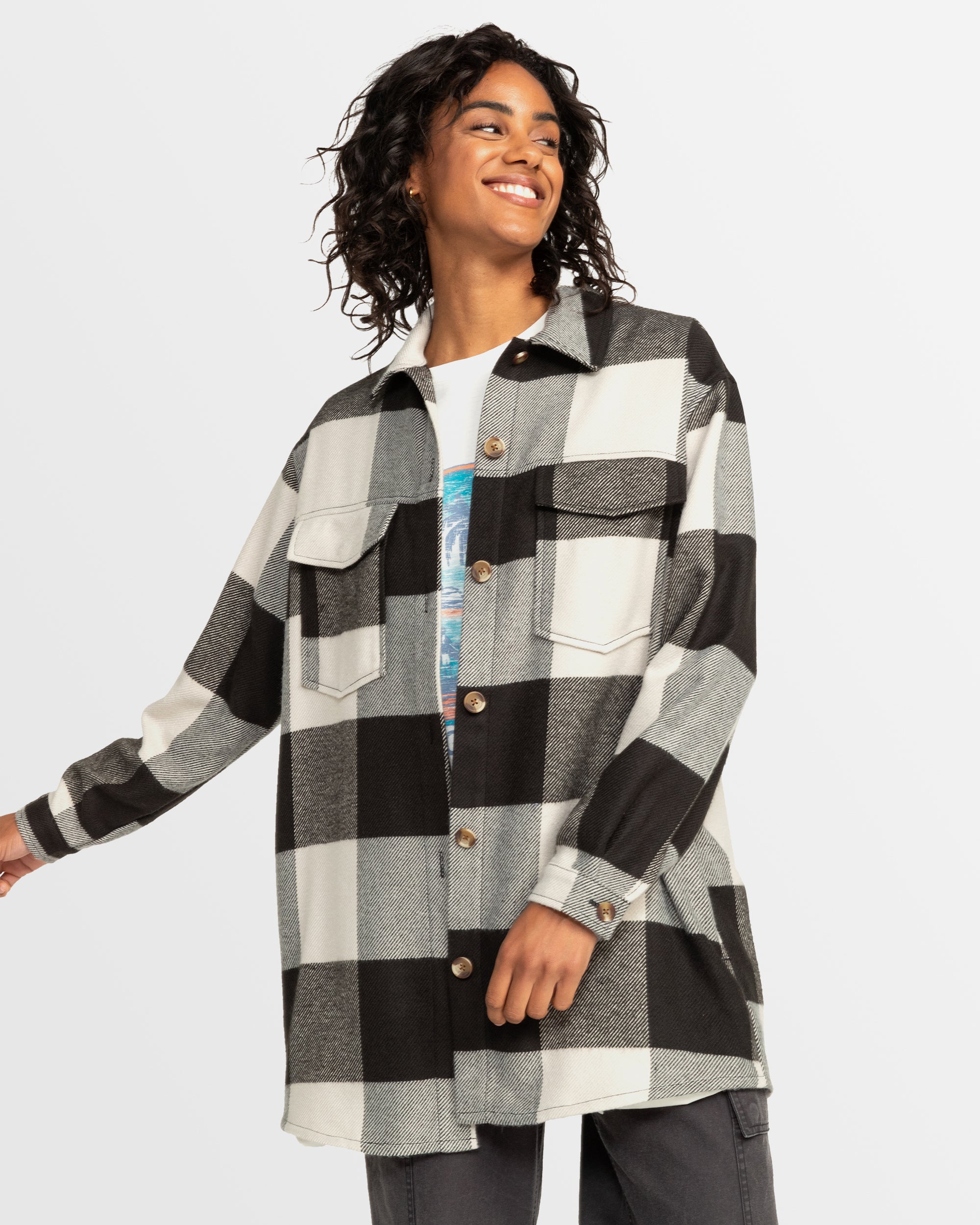 Buy Womens Check The Swell Checkered Shacket by Roxy | Surf Dive 'n Ski