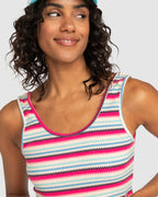 Womens Keep It Wavy Printed Ribbed Tank Top