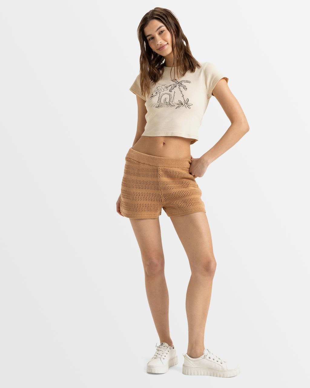 Womens Spicy Vibes Elastic Waist Shorts