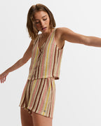 Womens Beach Sounds Elastic Waist Shorts