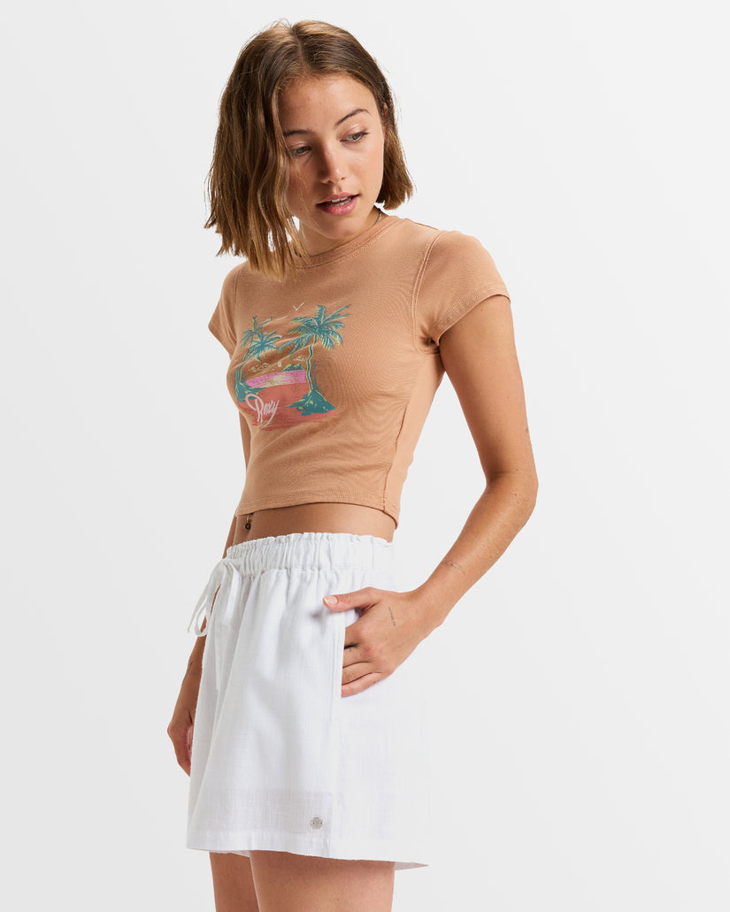 Womens Place To Be Elastic Waist Shorts