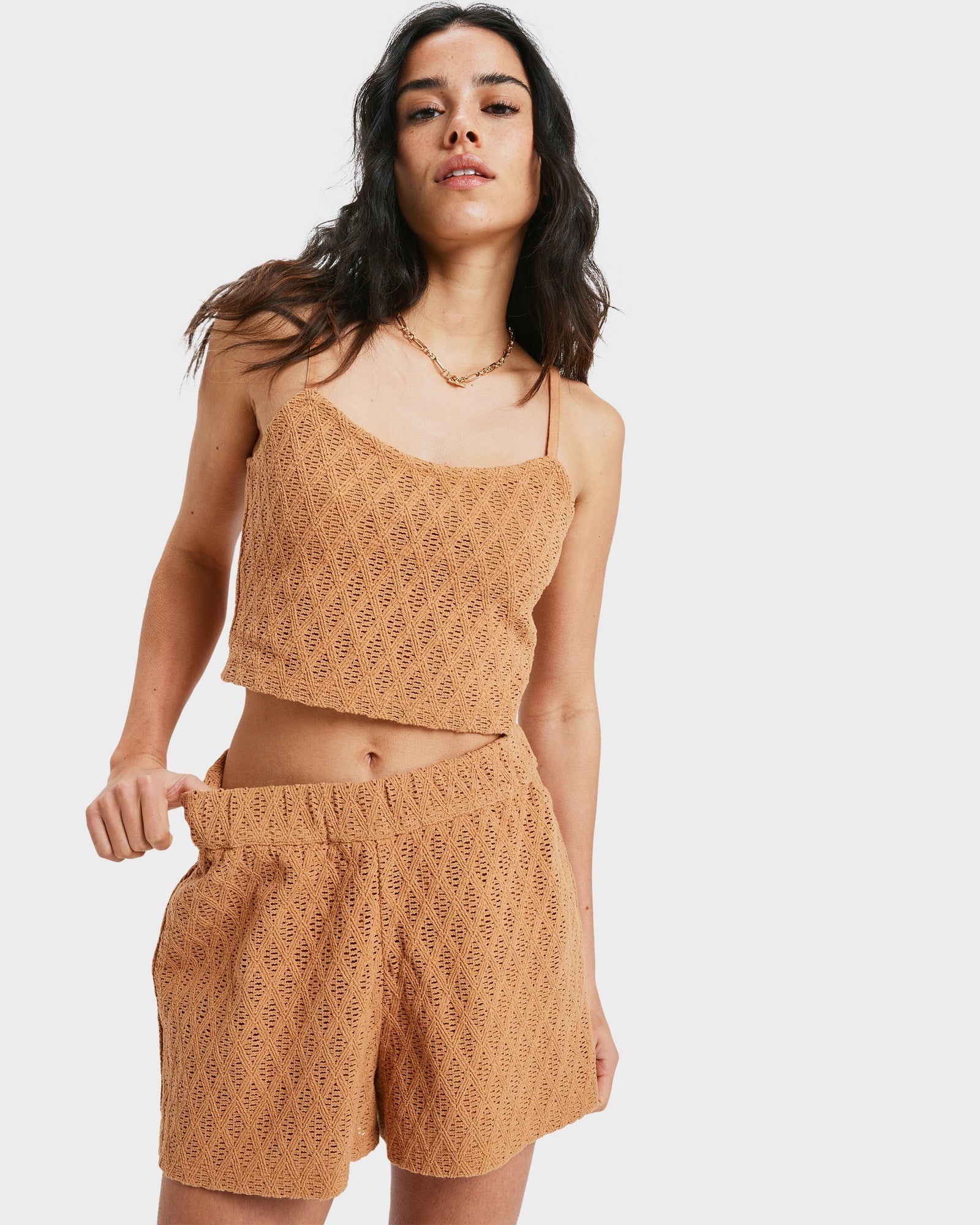 Womens Ocean Sound Elastic Waist Shorts Womens Ocean Sound Elastic Waist Shorts