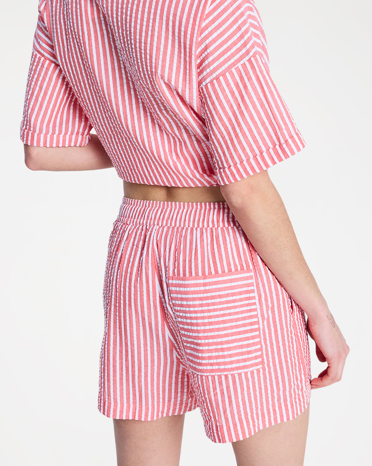 Womens Lekeito Break High Stripe Beach Shorts