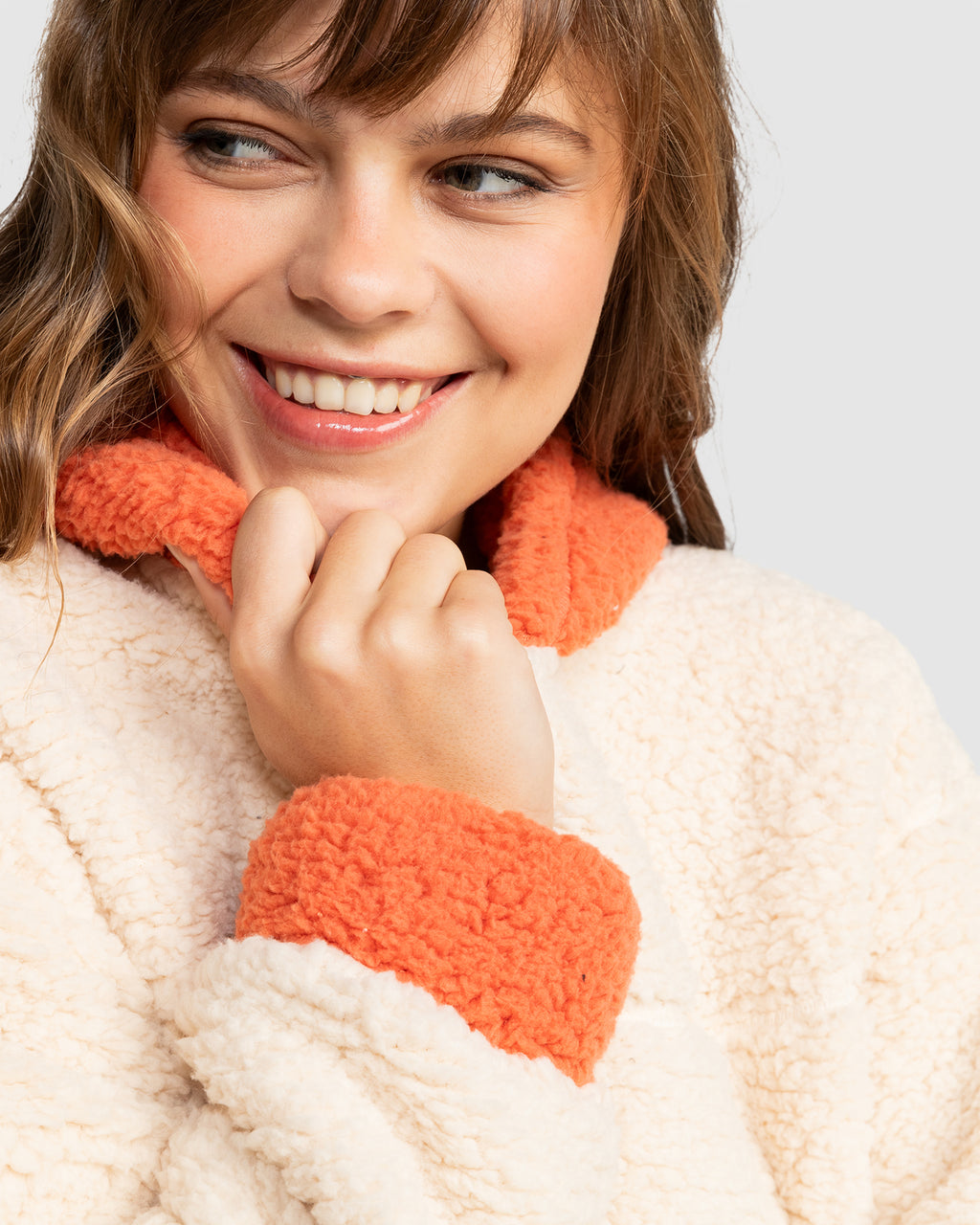 Womens Weekend Plans Blocked Sherpa Fleece Top