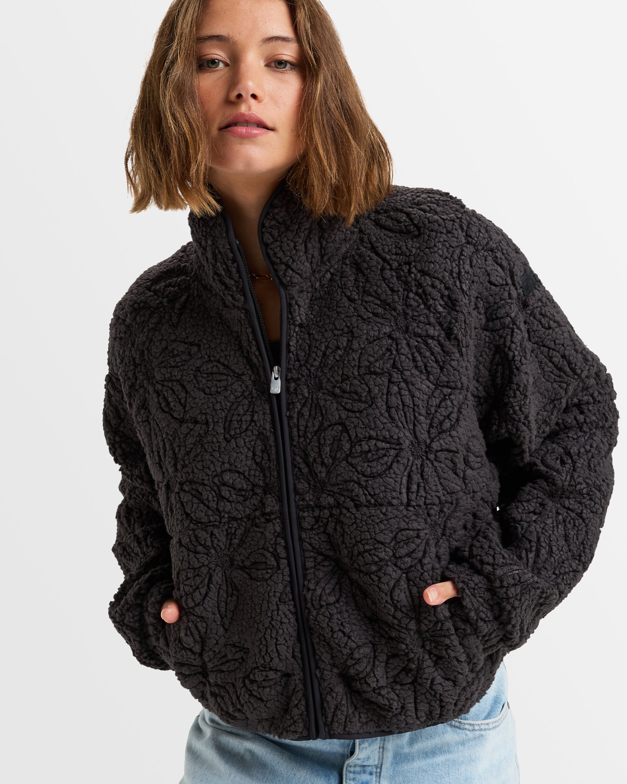 Womens Blurry Cloud Full Zip Polar Fleece Top Australia