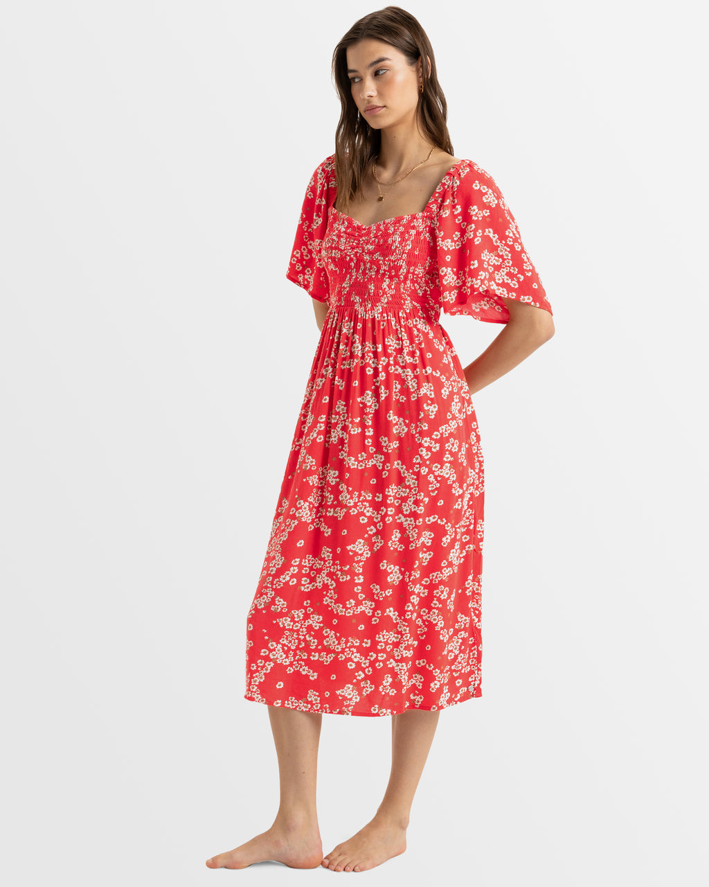 Womens Golden Dawn Midi Fit & Flare Midi Dress