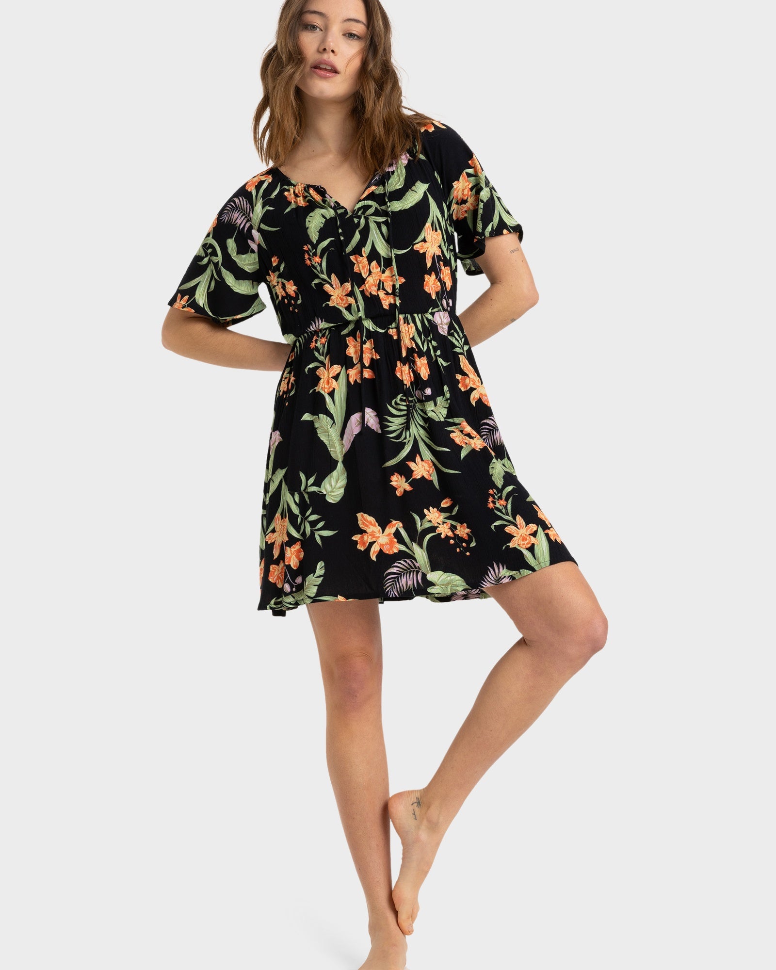 Womens Tropical Tides Crinkle Mini Dress Australia