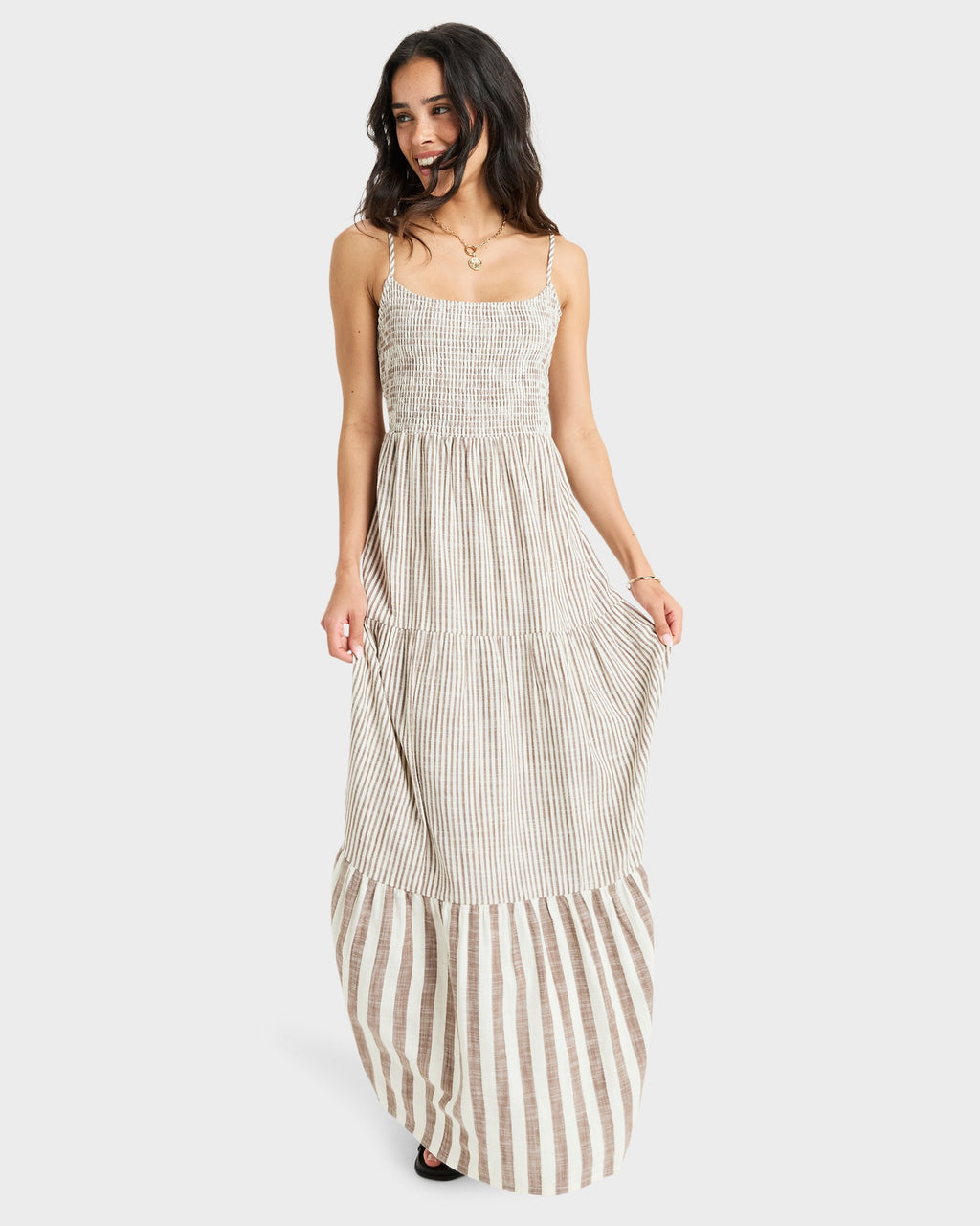 Womens Tropical Glow Maxi Stripe Maxi Dress