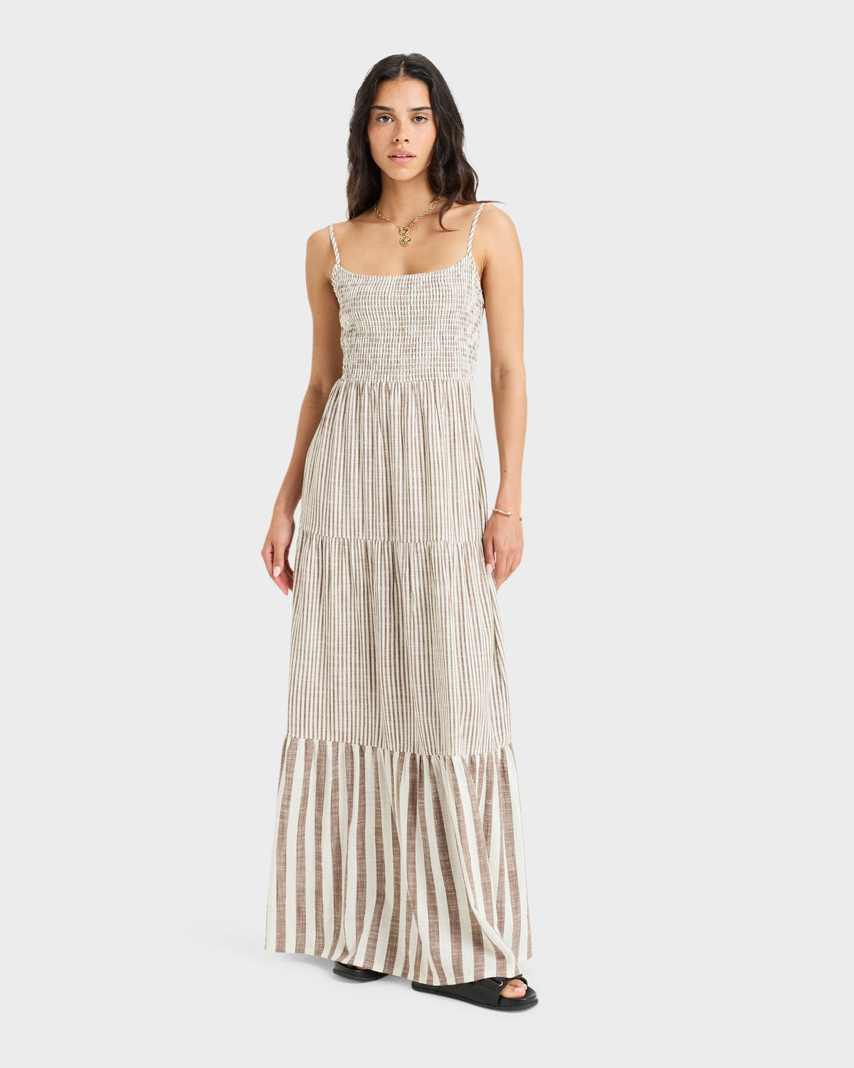 Womens Tropical Glow Maxi Stripe Maxi Dress