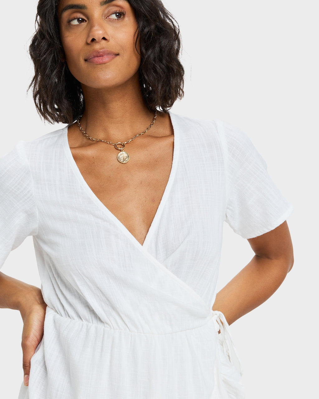 Womens Zenit Wrap Solid Mini Dress