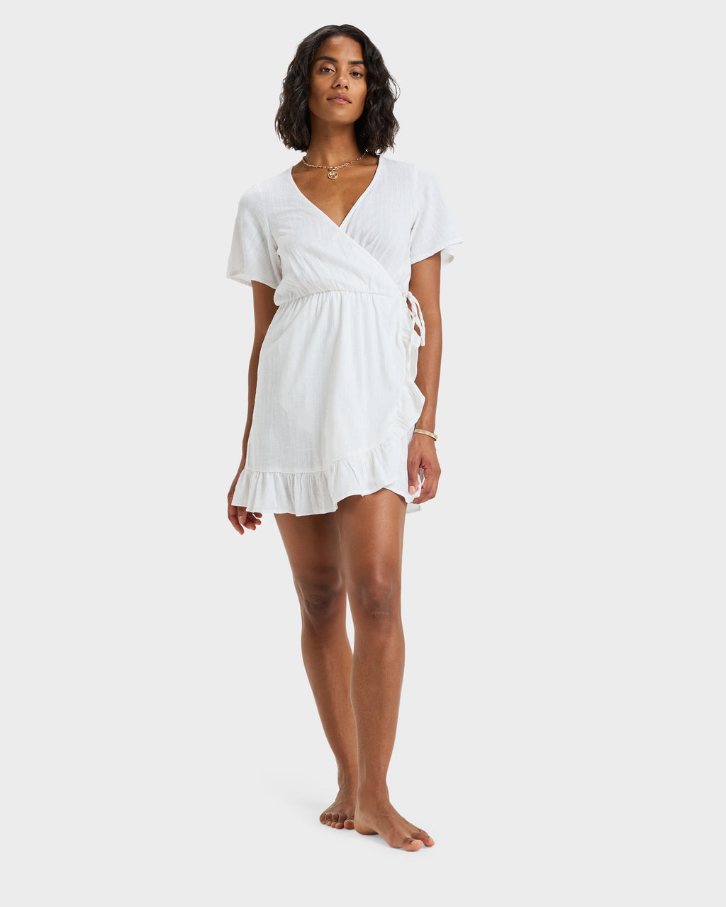 Womens Zenit Wrap Solid Mini Dress