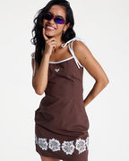 Womens New Nostalgia Solid Mini Dress